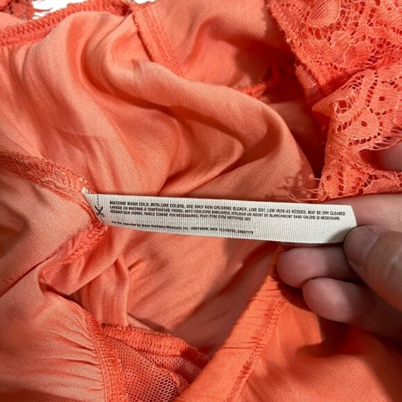 Intimately Free People bodysuit women's S Orange Lace scalloped edge halter neck - Picture 4 of 7